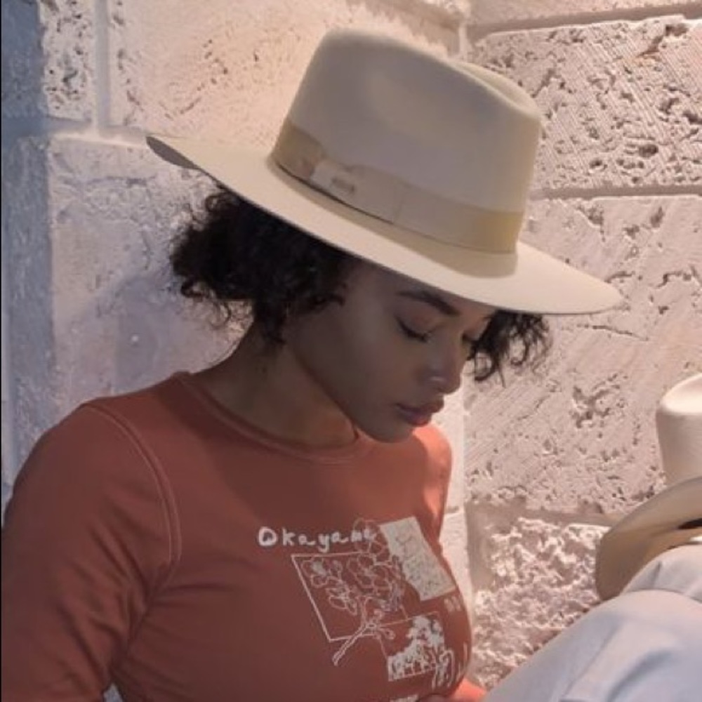 WYETH UO Flat Brim Felt Fedora Hat